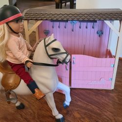 Our Generation Barn/Stable, Horse & Doll.  $60. n