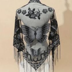 Shawl Butterfly Scarf Bodysuit 