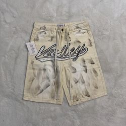 Vale White Distressed Multicolor Rhinestone Jorts