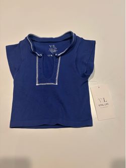 Vital Life Women’s Crop Top V-Neck Shirt – Blue | Size S | Brand New With Tags