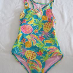 New Girls Youth 6/7 Fruit Tropical Print Swimsuit, Cat & Jack