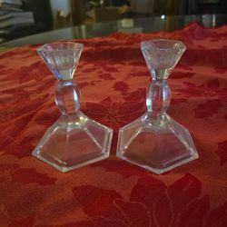 A Pair Of 4" Glass Candle Holders
