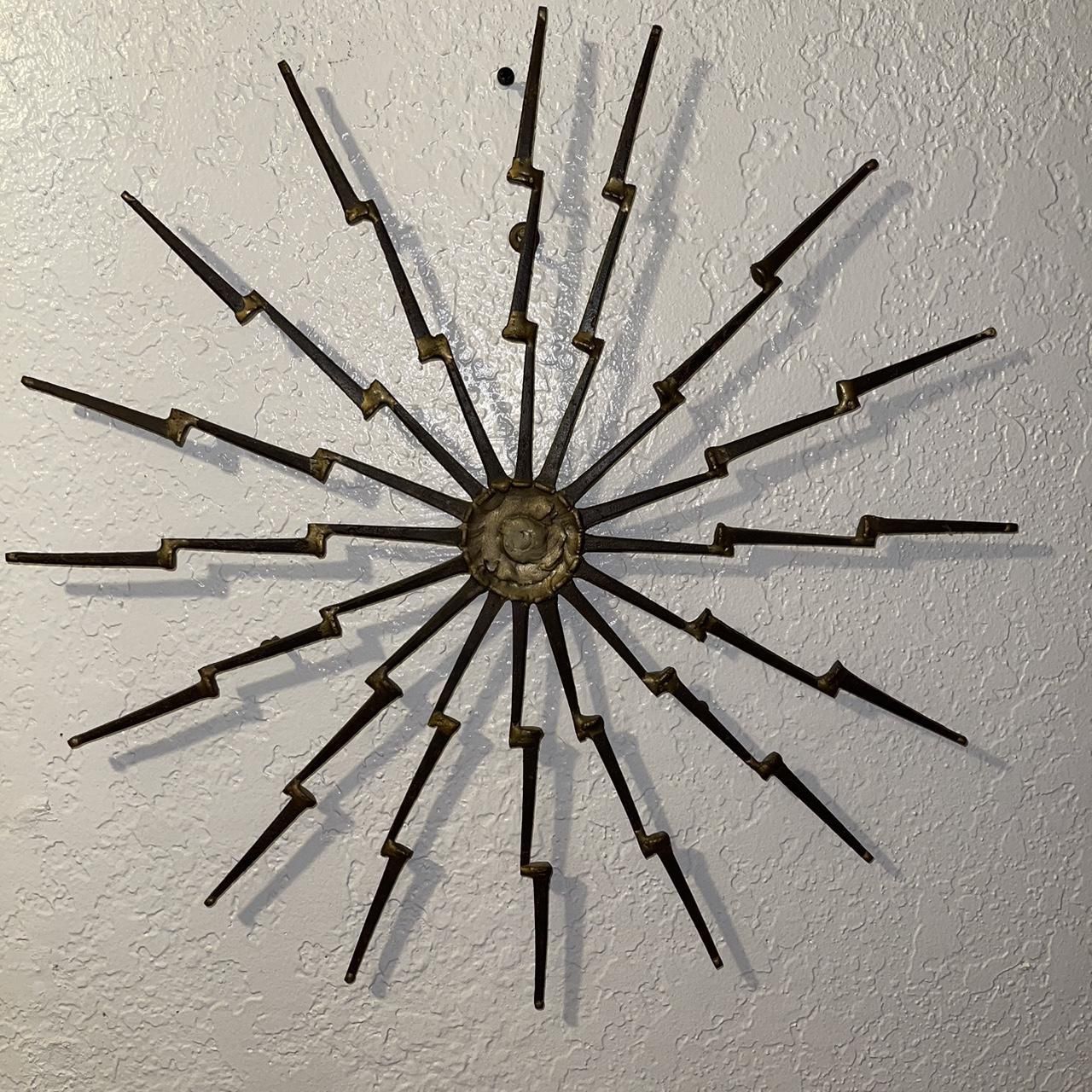 Mid Century Brutalist Art Sun Shaped Sculpture(52)33