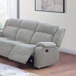 New Reclining Couch / Love Seat. Grey Fur-like Corduroy. Free Delivery!