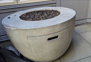 Concrete Propane Fire Pit with blue Rhino tank