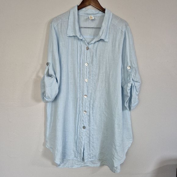 100% Linen Long Length Tunic Top