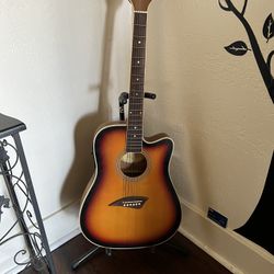 Kona K2SB Thin Body Acoustic Electric Guitar, Tobacco Sunburst