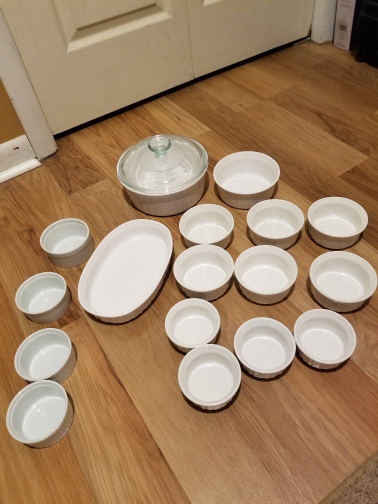 CORNINGWARE FRENCH WHITE ASSORTED DISHES