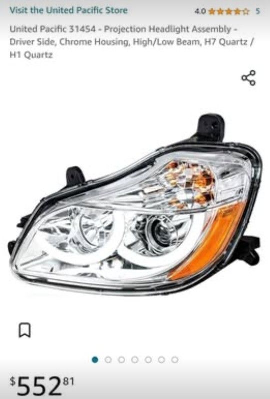 United Pacific 31454 - Projection Headlight Assembly - Driver Side, Chrome Housing, High/Low Beam