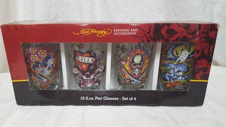 Ed Hardy Collectible 16 fl.oz Pint Glasses
