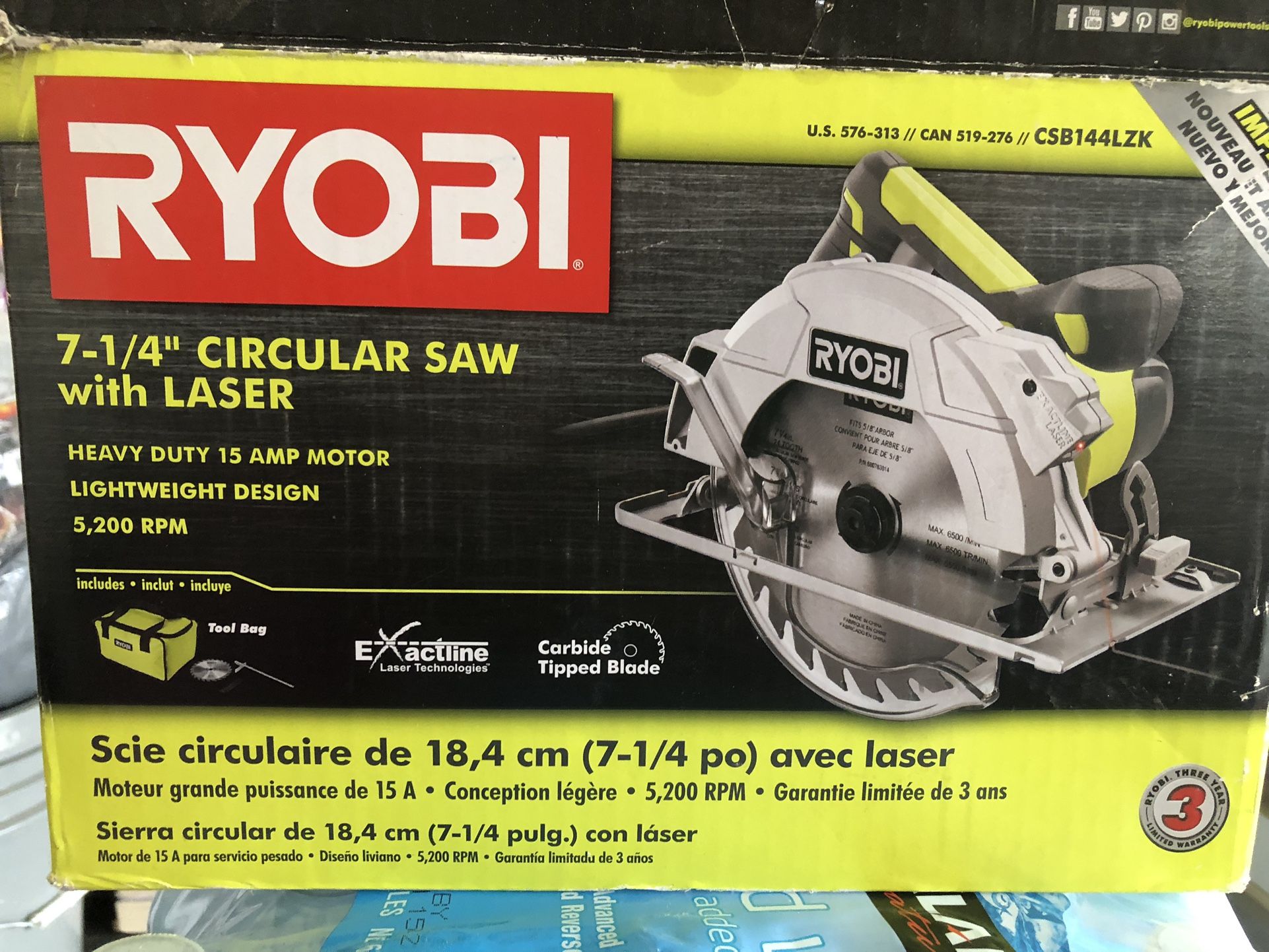 New In Box RYOBI Skil Saw $75