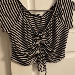Stripped B&W Crop Top