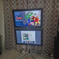 Qty. 2 - 32 Inch LG monitors Model M3203CCBA. With LG Smart Remote.  Portrait Or Landscape Display