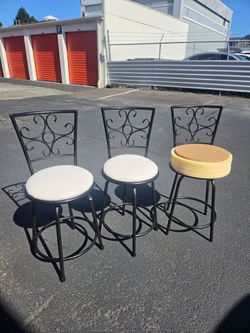 Free Metal & Faux-Leather Swivel Bar Stools