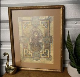 🤩 Portrait of St John, Book of Kells, Vintage Wall Art, Imported Gold Leaf Moulding