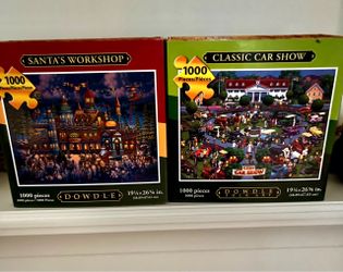 Dowdle Folk Art 1000-Piece Jigsaw Puzzles Set of 2
