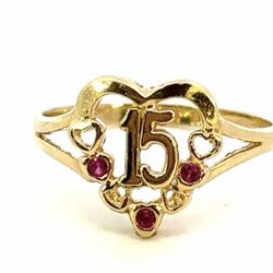 Woman’s Ladies 14k Yellow Gold Quinceañera 15 Ring Size 8 GP3106537