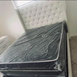 Bed Frame White Full Size New (Mattress Sale For Separated )