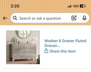 Wodeer 6 Drawer Fluted Dresser