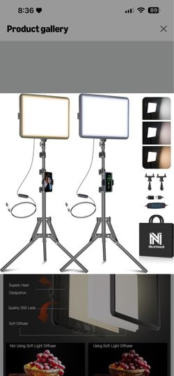 2-Pack LED Video Light Kit, NiceVeedi Studio Light, 2K Dimmable Photography Lighting Kit with Tripod Stand&Phone Holder, 73" Stream Light for 