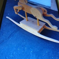 Vtg 1980 Handmade Wood 🪵 Rocking Horse 