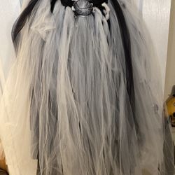 Black and White Tulle Skirt Halloween Long One size