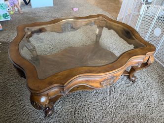 Wood and glass coffee table