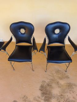 Custom Armchairs (Pair) – Grey Iron & Black Leather