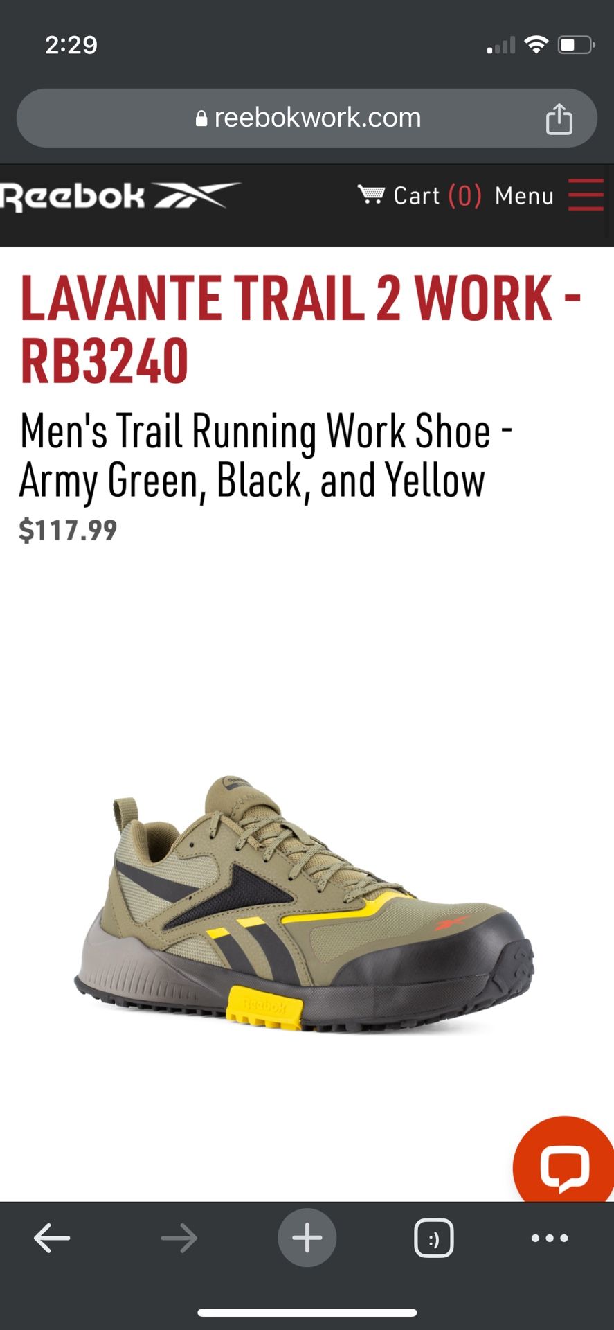 Reebok Trail 2 Work RB3240 Safety Men’s 10.5