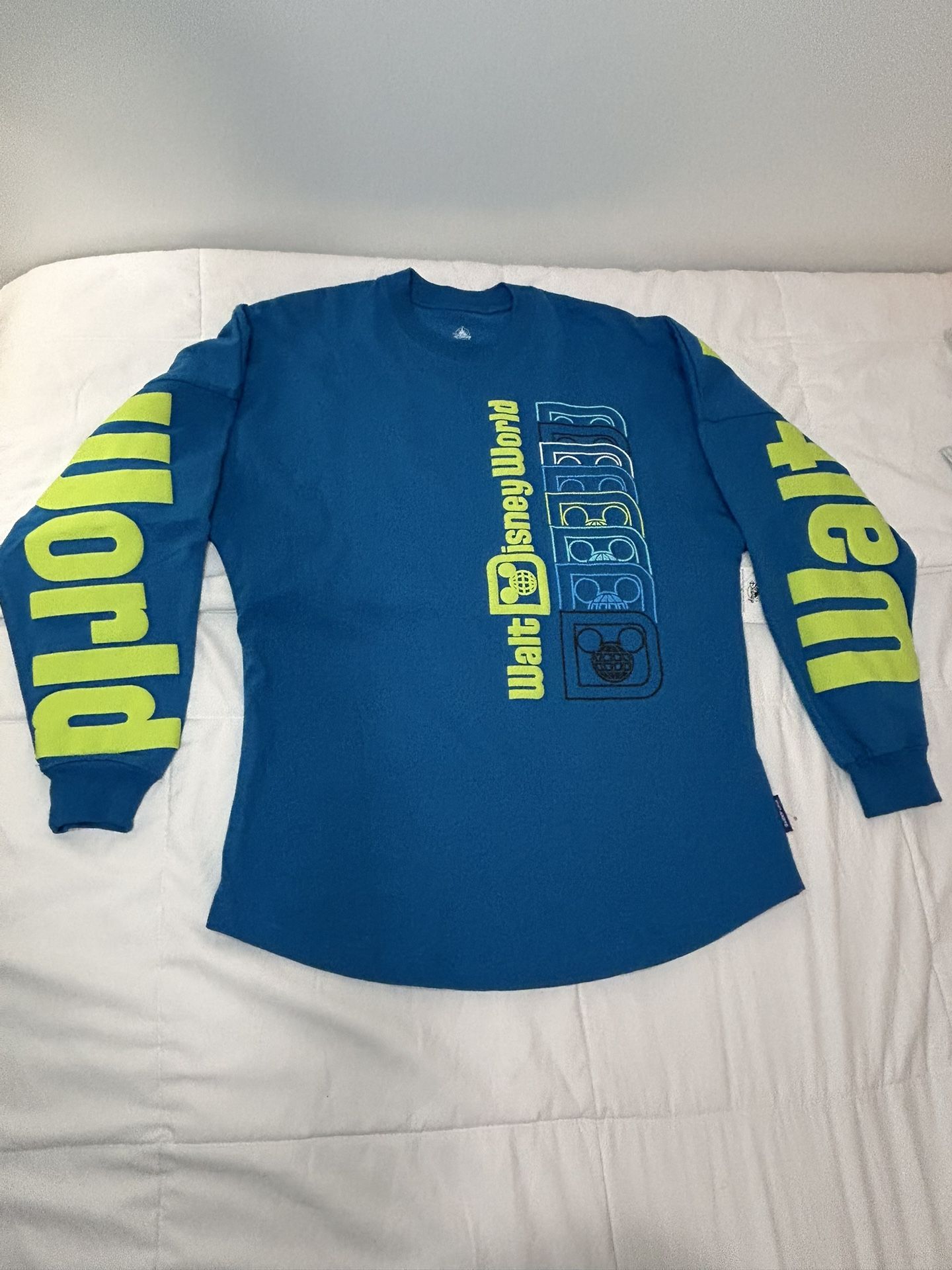 Walt Disney World Spirit Jersey Neon Green Blue Adult Parks Mickey XL/XXL