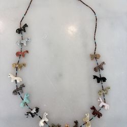 Vintage 19-animal “Horse” Fetish Beaded Necklace / Native American Indian