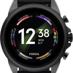 Fossil Gen 6 44mm Black Silicone Smartwatch Black Android Wear OS Touchscreen
