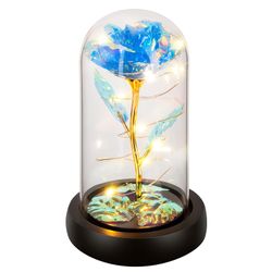 Rose Gifts For Mom, Light Up Rose Flowers In Glass Dome, Colorful Rainbow Flower Rose Gifts For Wife,Mom,Girls,Anniversary Blue