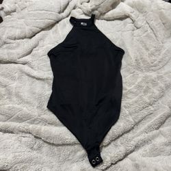Madden NYC Black High-Neck Halter Bodysuit - Sleek Sleeveless Snap Closure