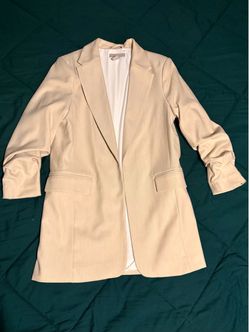 Cream Open-Front Longline Blazer - Women’s
