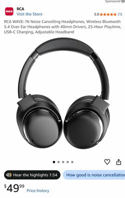 RCA WAVE-76 Wireless Noise Cancelling Headphones
