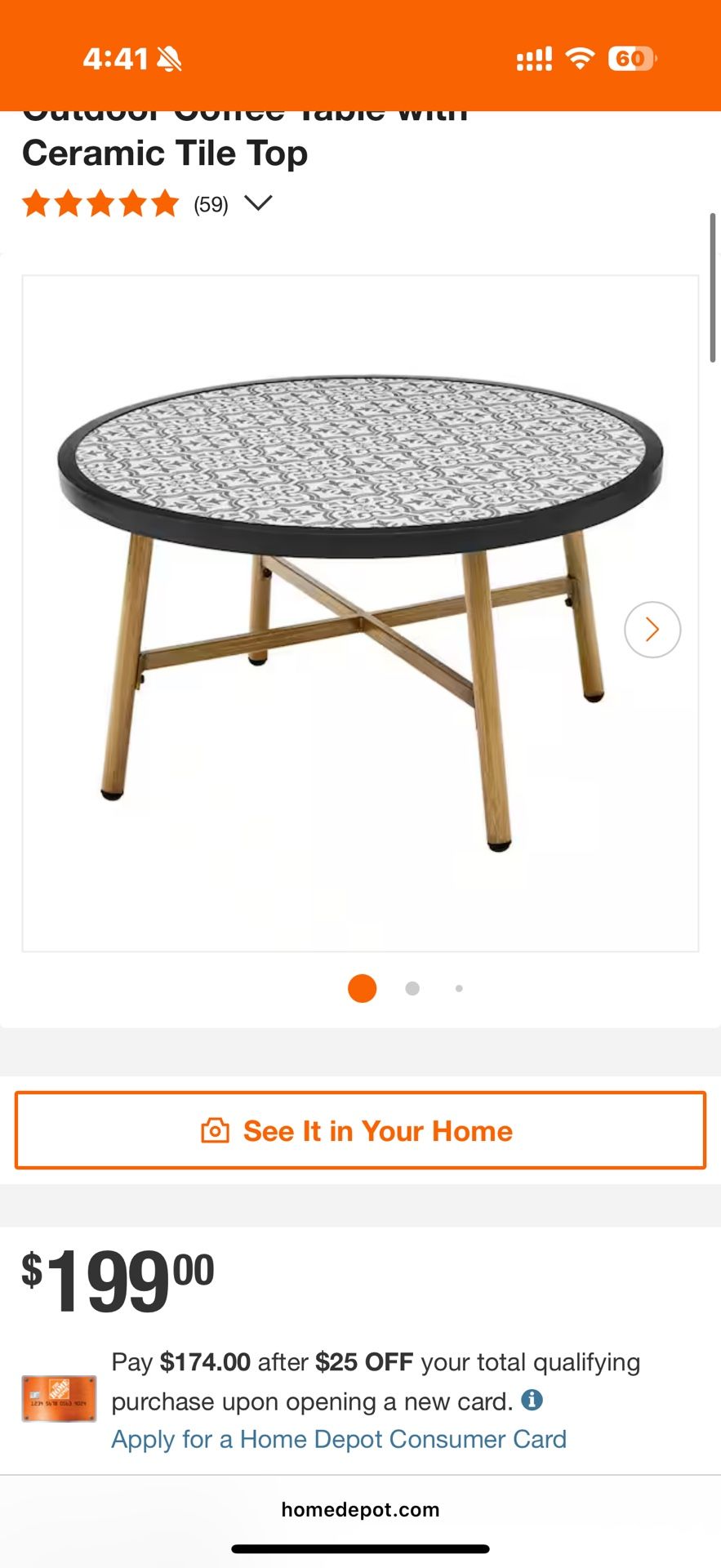 Hampton Bay 32in Round Coffee Table 