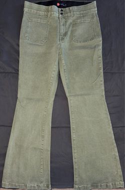Indigo Poppy Green Flare Jeans