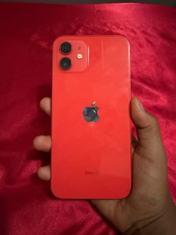 Red working iPhone 12(unlocked)broken front screen