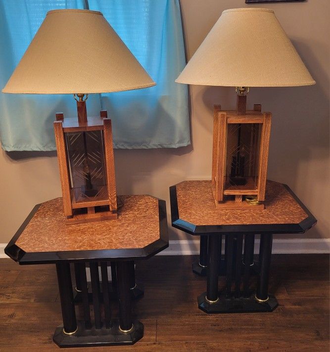 End Tables with Lamps Set