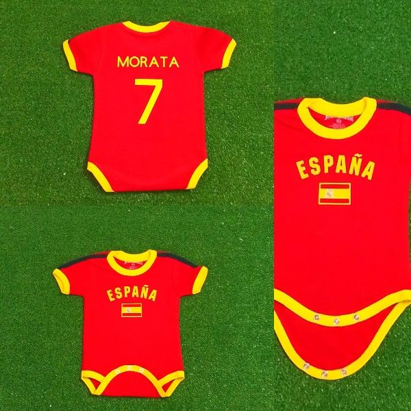 Spain # 7 Morata Onesie Baby Bodysuit .New 12 to 18 Months .