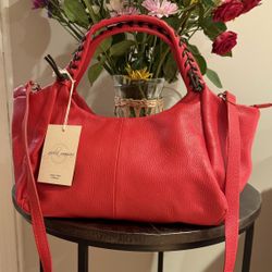 Giulia Massari Italian Red Leather Handbag And Crossbody New with Tags