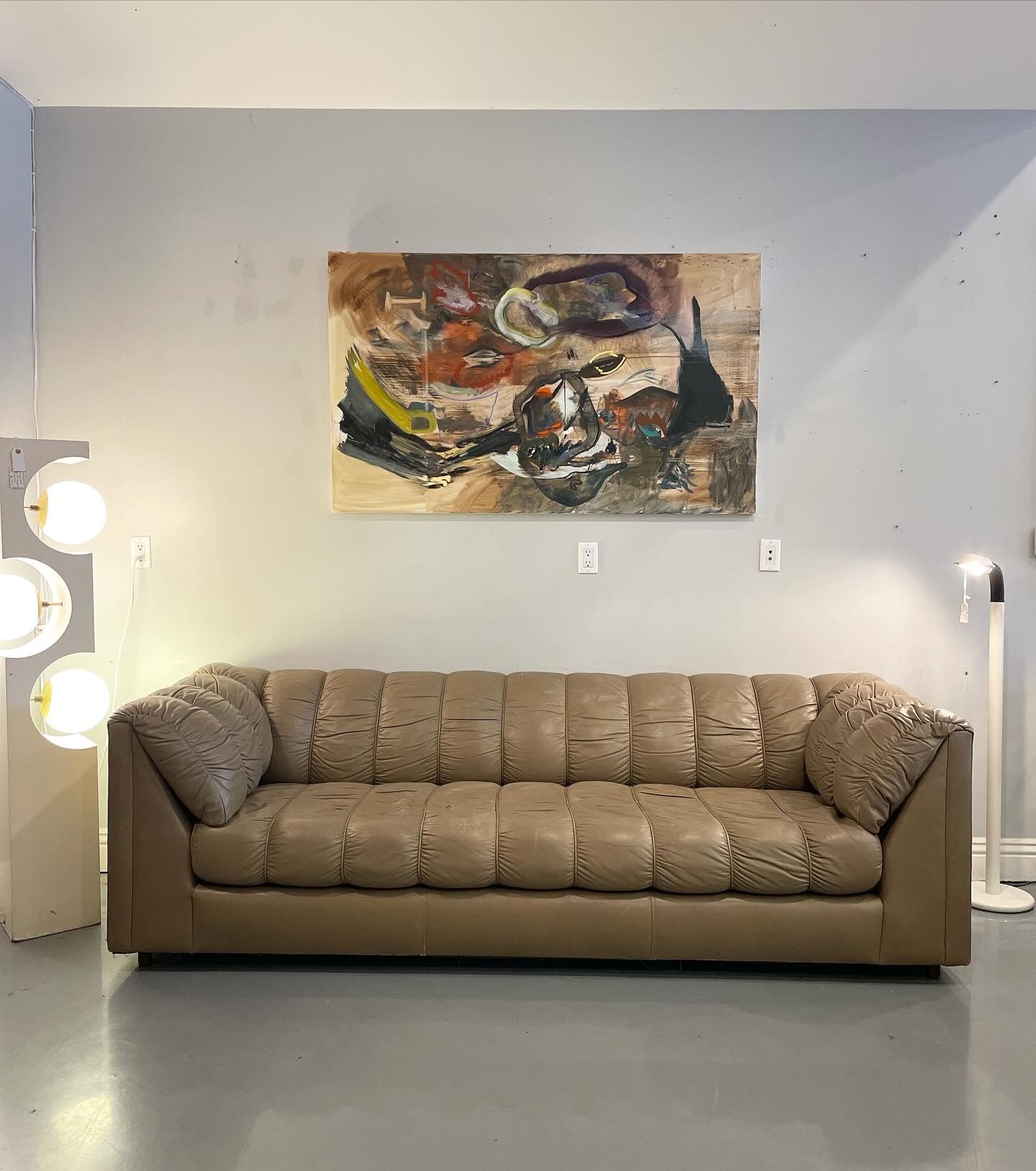 De Sede Style Brown Leather Sofa