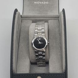 Movado Black Dial Ladies Museum, New Sapphire Crystal, 24mm Case