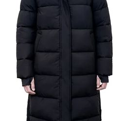 New  black London Fog Women's Ulta Long Puffer Coat