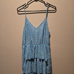 Blue Dress With White Polka Dots