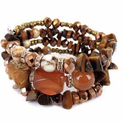 *SALE* Beautiful Multi Glass Bead Mix Coiled Bracelet *See My Other 600 Items*