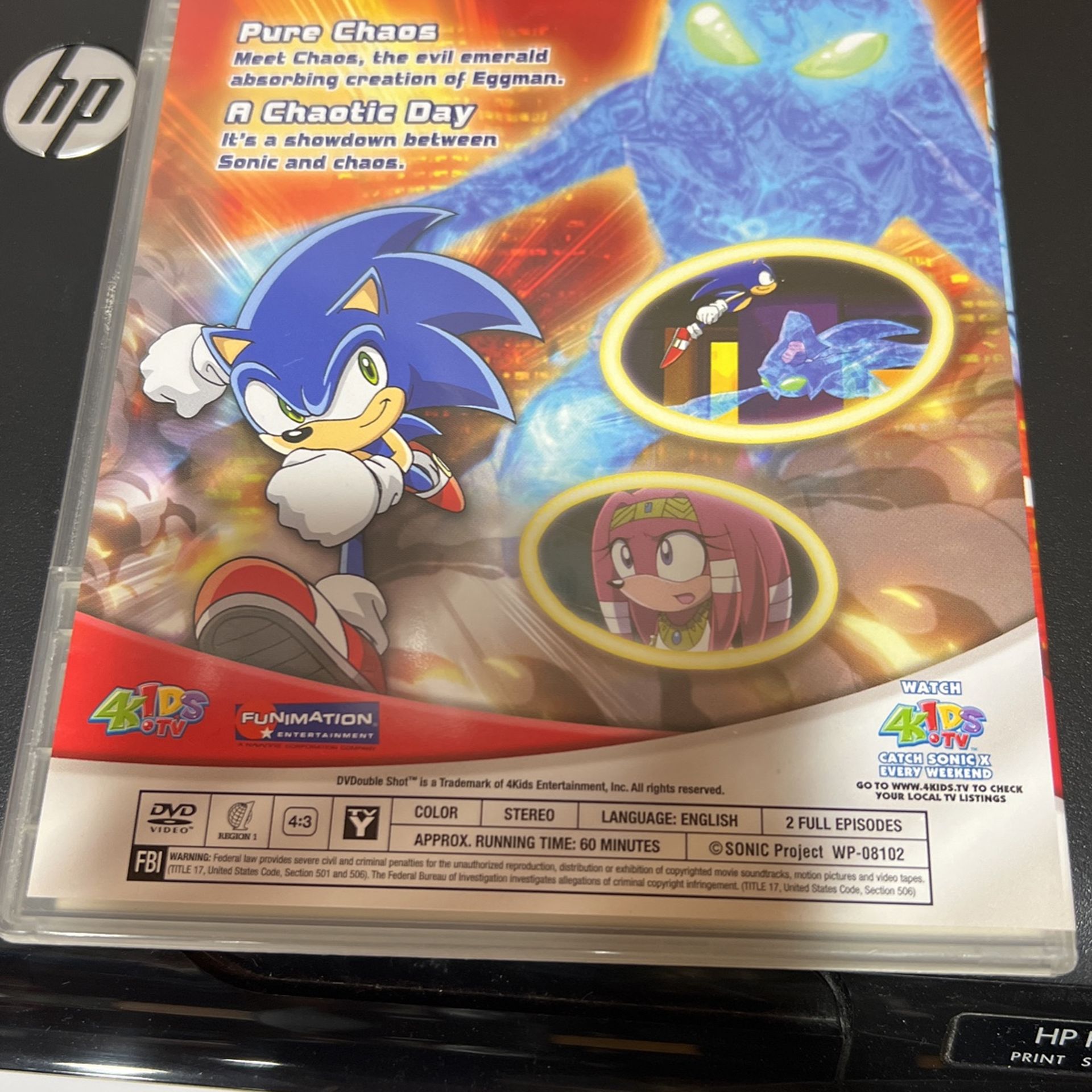 Sonic X Pure Chaos DVD New Sealed