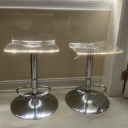 Pair Acrylic Stools Counter To Bar Height 