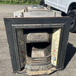 Antique Cast Iron Tiled Fireplace Insert
